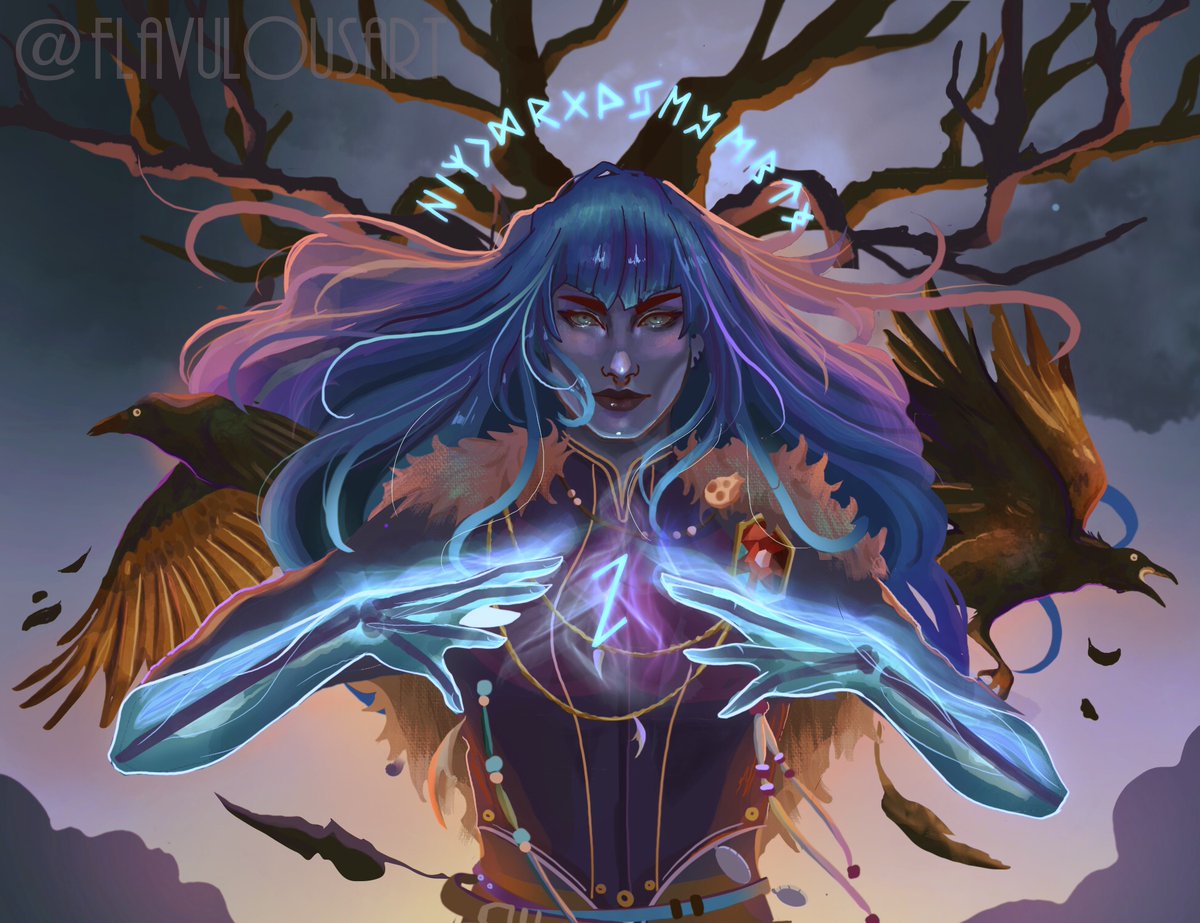 Comission for <a href="/Hellish_Lau/">𝕷𝖆𝖚 🩸</a> of her lovely character, daughter of Odin ~ who sometimes becomes skeletal 🩻