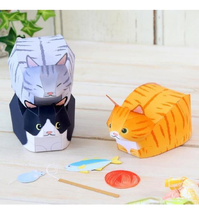 papermau on Twitter "Three Cats Gift Boxes Paper Toys by Yukari