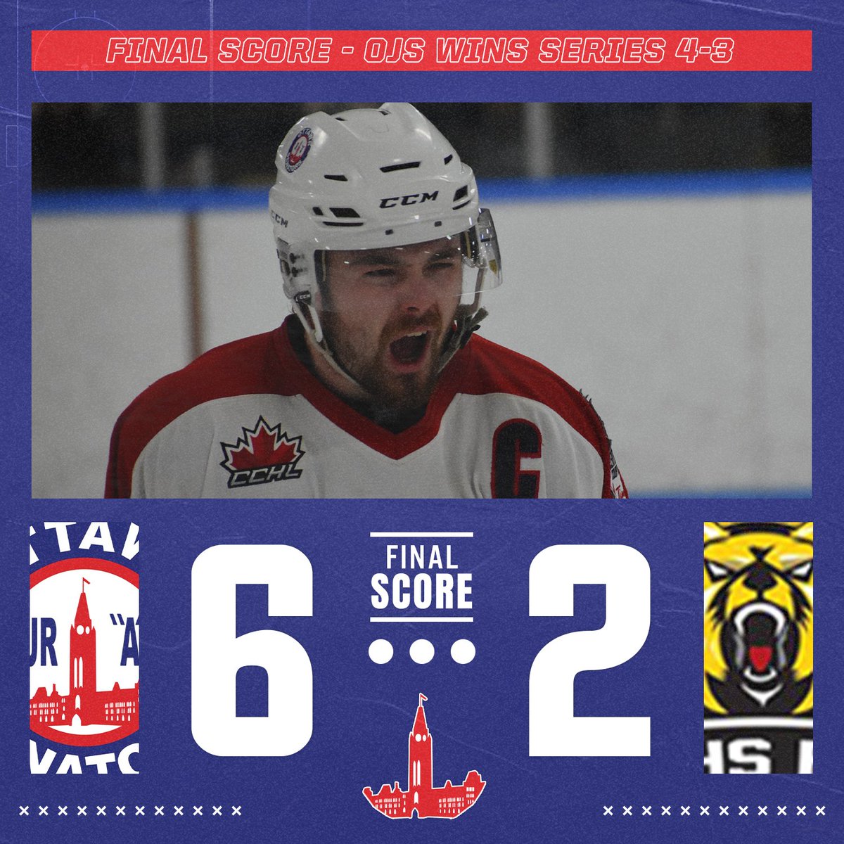 OttawaJrSens's tweet photo. WE DID IT!! PORTAGE HERE WE COME!!!! 🫡

#RoadToBogart | #BackForMore 🔵🔴 https://t.co/ISZm6CKUWx