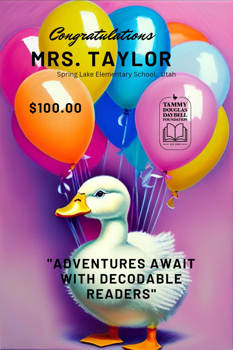 TDD_Foundation's tweet photo. Micro-Donation Blast! 29-36!
This has been so exiting to watch happen. All of these classrooms are going to see their libraries grow, and their students bloom.
💙📚🦆
#TammyDaybell #TDDF #ReadWithMe #nonprofit https://t.co/QbhpKvD6xm