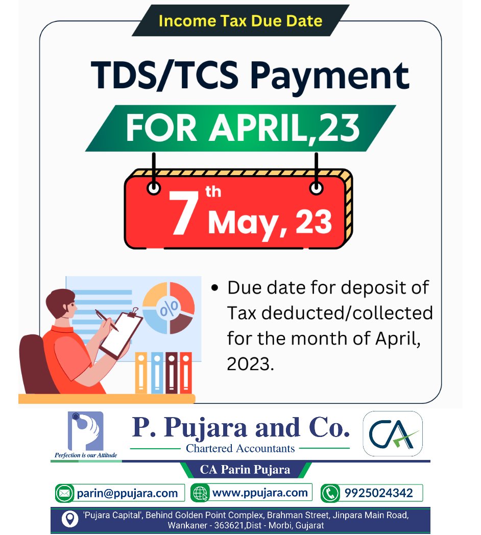 #TDSPayment #April23
#PPujara #CharteredAccountant
#Wankaner #Morbi #Rajkot #Gujarat