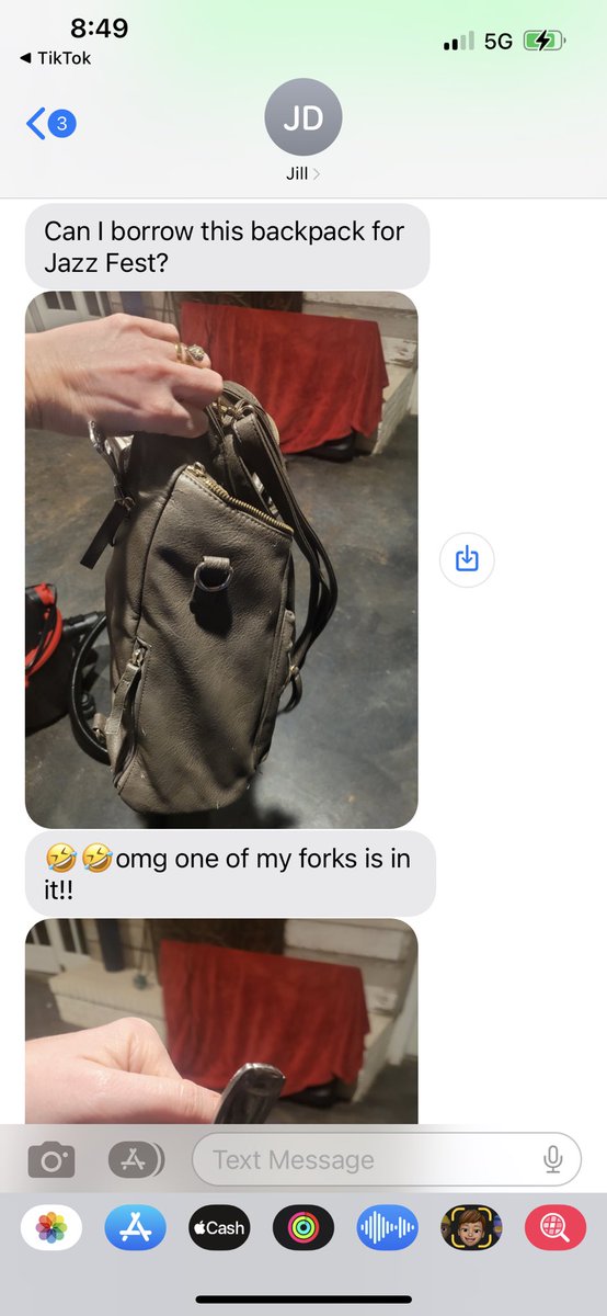 chloendean's tweet photo. Okay …. HA I’m cackling about my mom asking about borrowing a book bag she found of mine from high school. 

Was anyone else bad about keeping silverware in their book bags ??? I’m embarrassed. Also disturbed but very on brand for 2016 Chloé https://t.co/vHJWwCyTdO