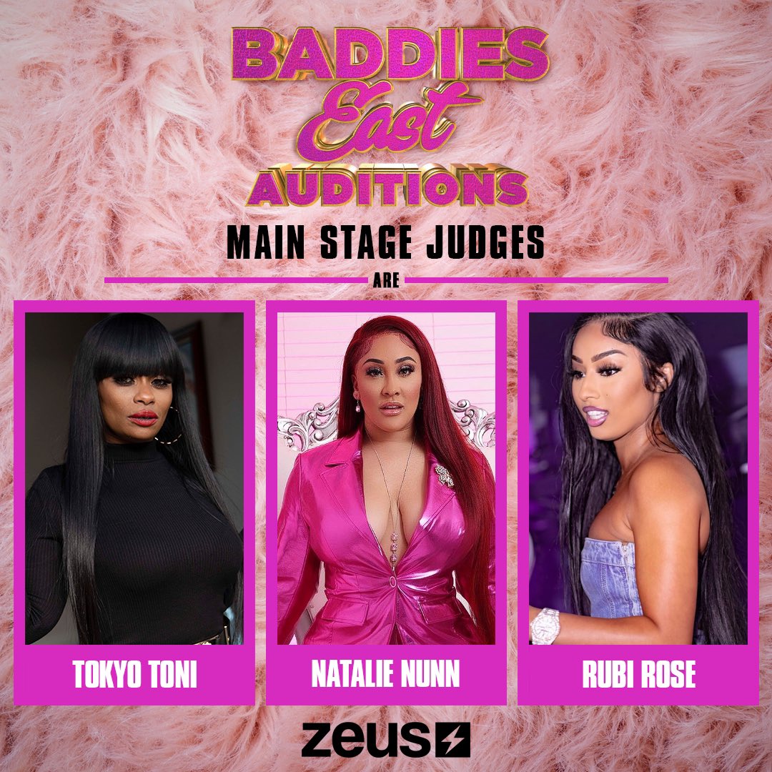 The_ZeusNetwork's tweet photo. Yep, you see it!! 😜 The MAIN STAGE JUDGES for the #BaddiesEastAuditions will not only be the Baddest Baddie herself @missnatalienunn but joining her is #TokyoToni and #RubiRose!! 🤯 Y’all ready to pull up and show us why you’re a Baddie or Nah?!

Link in bio to subscribe!! ⚡️ https://t.co/JuZGbdXkh7