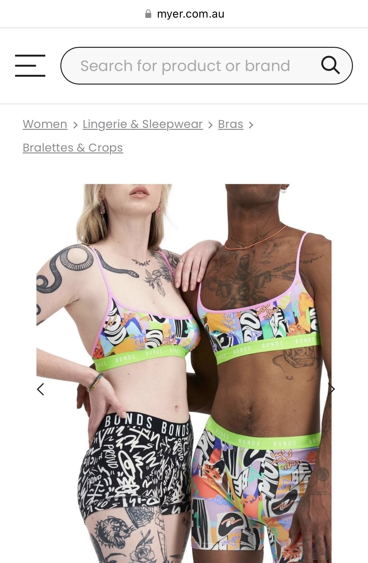 Jo on X: This is currently on the @myer website under women's bras. Men  are not women. @BondsAus & Myer have lost my business unless they remove  the images and cease the