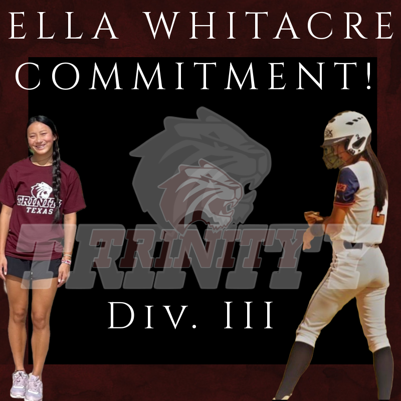 HUGE CONGRATULATIONS to Miss <a href="/whitacre_ella/">Ella Whitacre</a> who will  
be continuing her academics &amp; softball at D3 program, Trinity University! I am so proud of you Ella! You are going to do amazing things the next few years in college both on the field and in the classroom. -Coach🧡💙