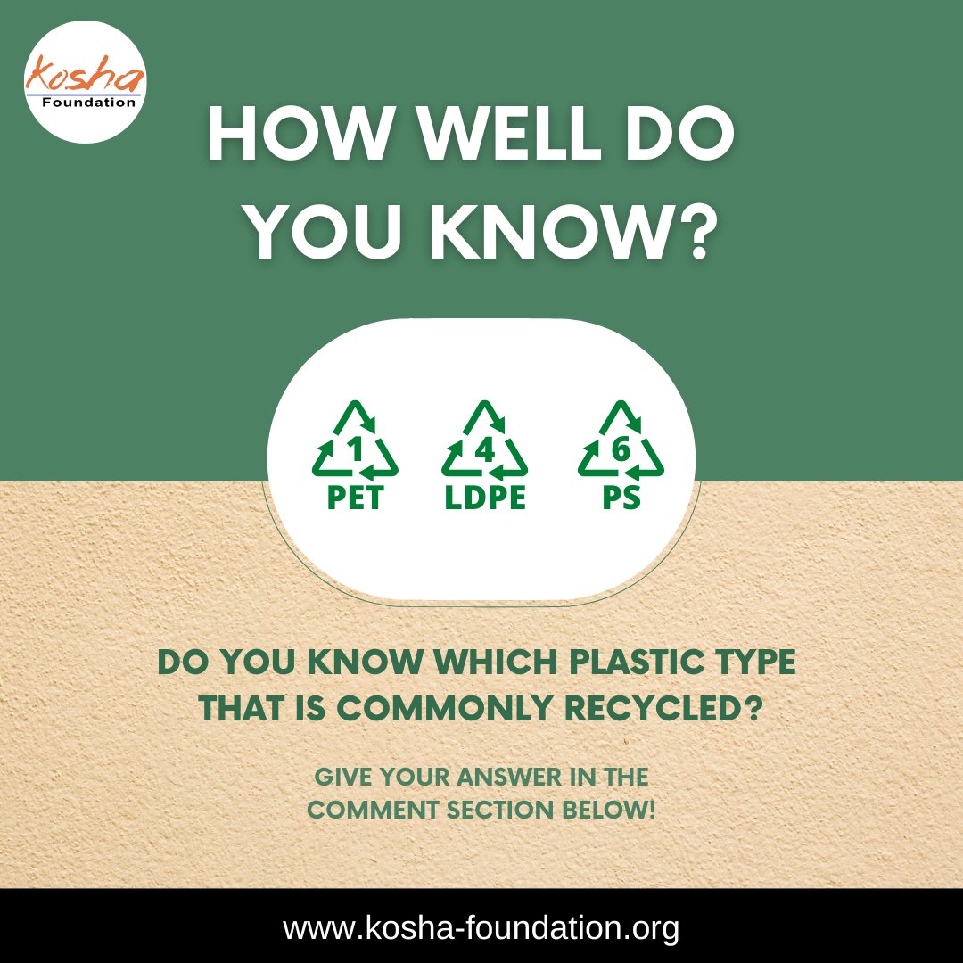 Do you know which plastic type
that is commonly recycled?
Give your answer in the comment section below!
#PlasticFree #SayNoToPlastic #PlasticPollution #BeatPlasticPollution #GoGreen #Sustainability #EcoFriendly #ReducePlastic #PlasticAlternatives #ZeroWaste #Reuse #Recycle