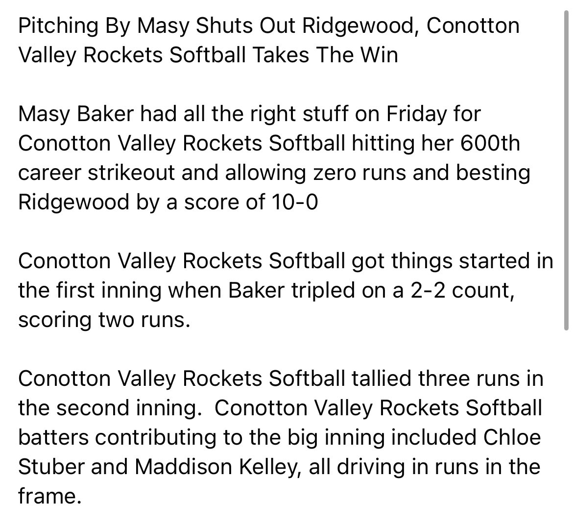 Conotton Valley Softball🚀 tweet media