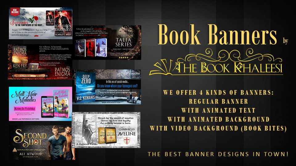 What banner do you need? We offer 4 kinds now.
Come visit!
📌 thebookkhaleesi.com/2016/08/still-…

#advertising #IARTG #Authors 
#bookbanners #writingcommunity 
#bannerdesign