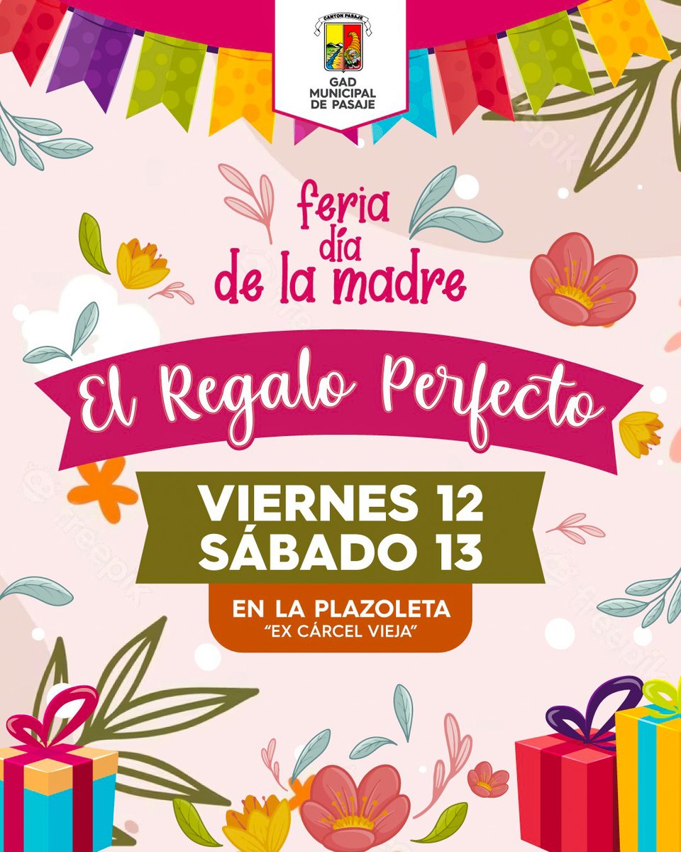 Celebramos a la Reina del Hogar con las mejores ofertas para alegrar su día.

Te invitamos a visitar la Feria del Día de la Madre en la plazoleta de la calle Eloy Alfaro y Municipalidad.

Te ofreceremos el Regalo Perfecto para Mamá, el obsequio que alegrará su vida.

#emprendedor