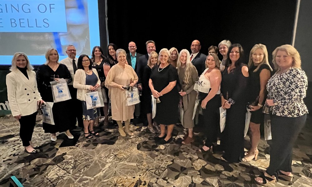 👏 At tonight's Nixa Education Foundation (NEF) Gala, retirees were thanked for their years of service and given a brass bell to symbolize their service. 🔔