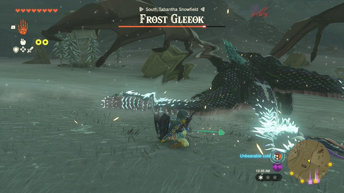 Gosetsu_EN's tweet photo. The Frost Geelok can, among other things:
- Fire ice beams that freeze Link
- Produce snowballs and generate gusts of wind
- Shoot frost balls that also freeze Link https://t.co/z5J6wFLKxi