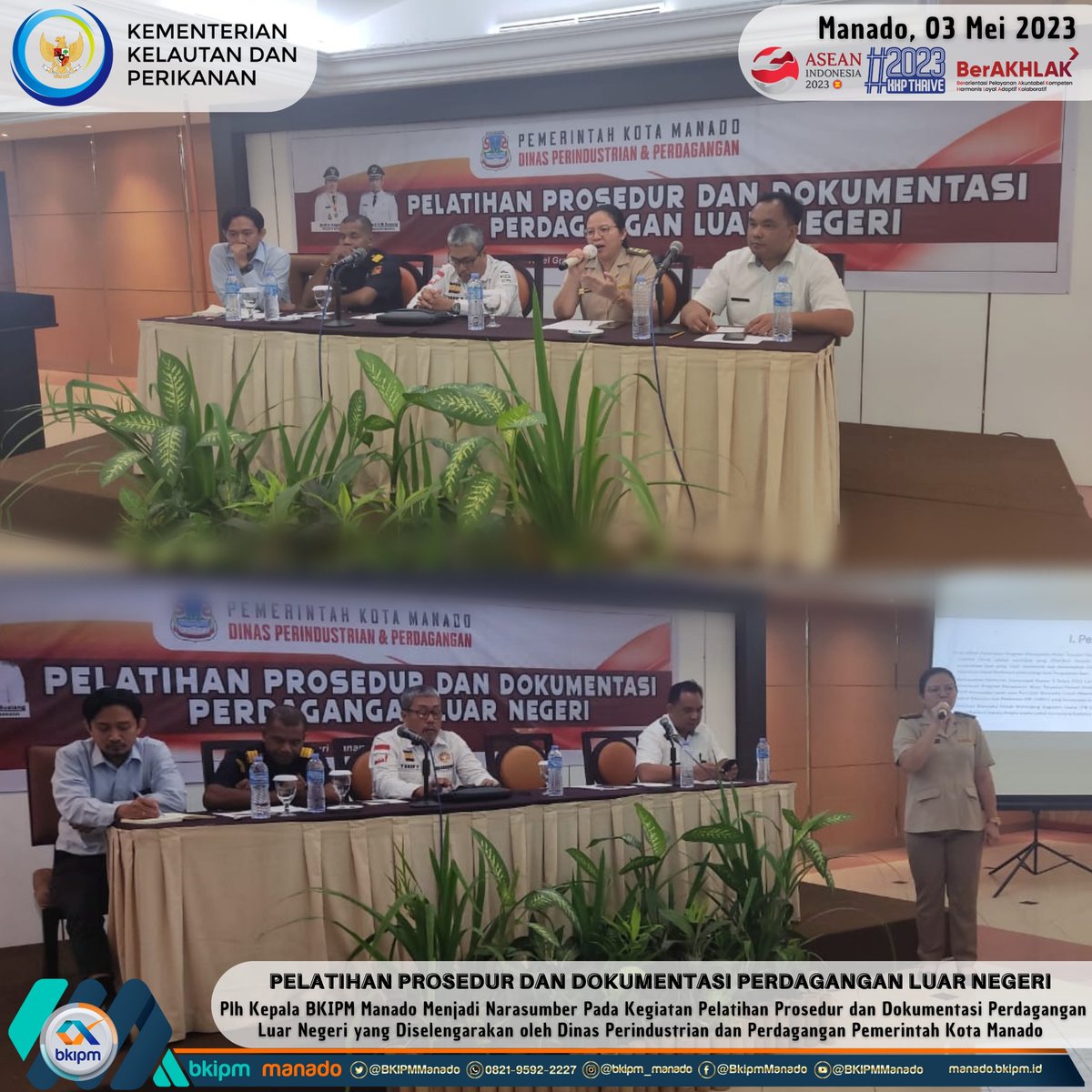 BPPMHKP_Manado's tweet photo. Hai #SahabatBahari Balai KIPM Manado Berkolaborasi dan Sinergi
Menjadi narasumber dalam kegiatan Pelatihan Prosedur dan Dokumentasi Perdagangan Luar Negeri yang diselenggarakan oleh Disperindag Kota Manado 
#KKPThrive
#menterikkp 
@bkipm_kkp 
@Muhlin21 
@VeraPondaag https://t.co/fiVsI0DBjN