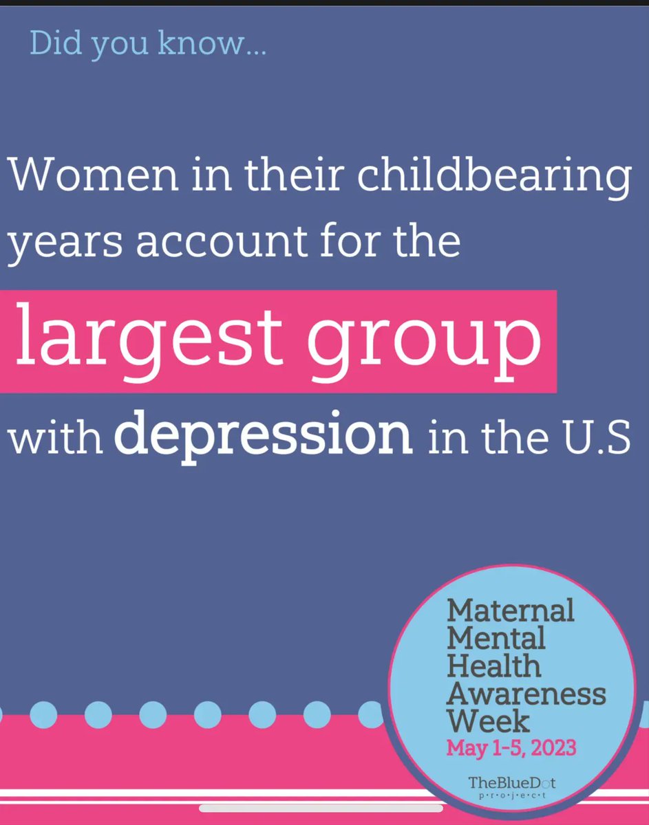 #DYK: Women in their childbearing years account for the largest group with depression in the U.S. Link in bio for more information.
.
.
.
.
#MMHWeek2023 #MaternalMentalHealth @thebluedotprj