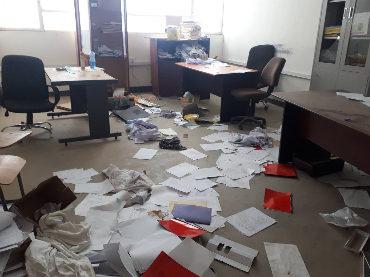 FissehaGideyGe1's tweet photo. This is what my office at Adigrat University looked like when I came back to see what was left after being robbed of everything in it by the invading Eritrean forces. 
Desktops are gone while documents are thrown in every direction. 
#Justice_and_Accountability for Tigray https://t.co/lA5M9k976S