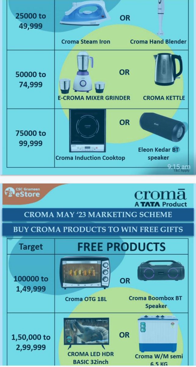 Tata Croma May-2023 Scheme With *eStar Performance* Start 1st May To 31st May-2023
To register on CSC e-store Download the app from below link:

play.google.com/store/apps/det…