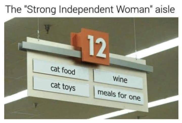 @WilkowMajority @MaryWalterRadio @TimRunsHisMouth @auroratracy0621 @IrishWhiskey4Me @redvoiceray @bigricanman Guess which aisle the crazy, single Democrat women always shop on?