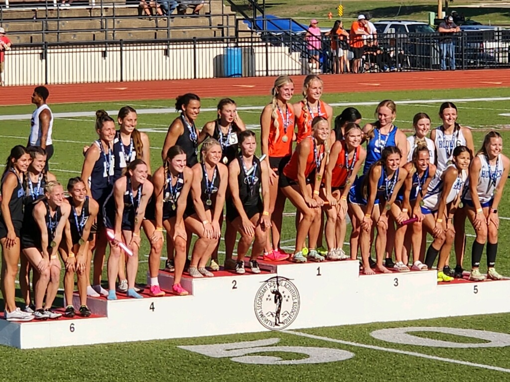 Day 1 of State Finals my relay team took 4th place in the 4x200!  We are coming back tomorrow for more!