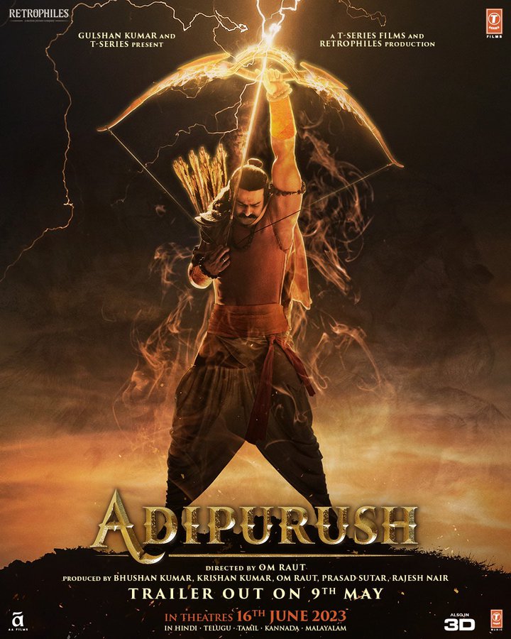 MovieUpdates45's tweet photo. #AdipurushTrailer Coming On 9th May.
It will be screened in 105 theaters in AP/TG. 

#Prabhas #Adipurush https://t.co/fBd8sYVtGi