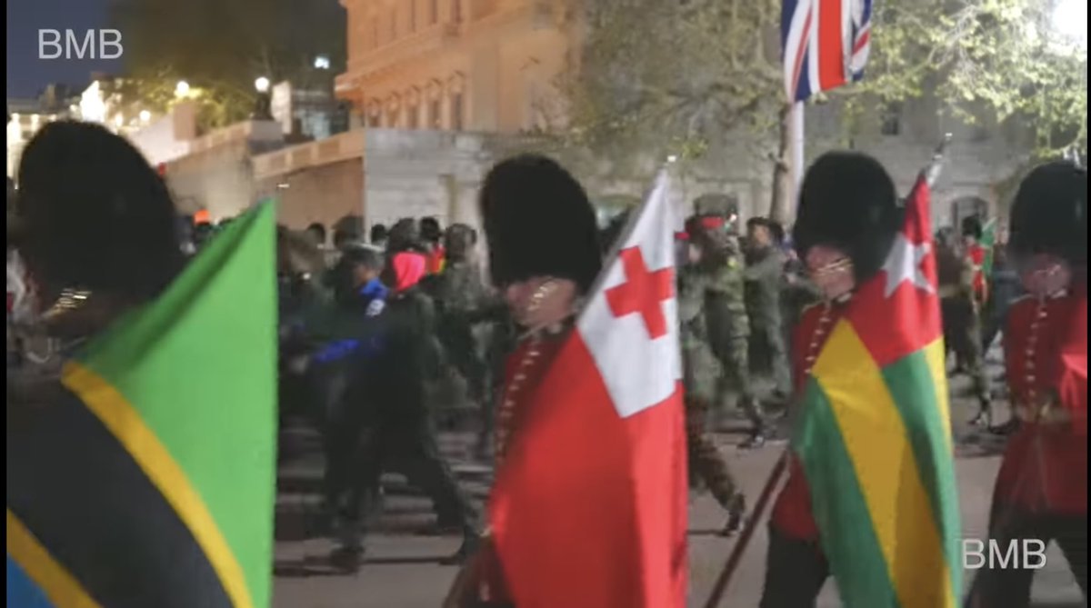 Ulakai1's tweet photo. Tonga National flag amongst commonwealth’s countries flag, and three HMAF members to represent HMAF on the coronation of King Charles III of England. https://t.co/8IX29Jljad