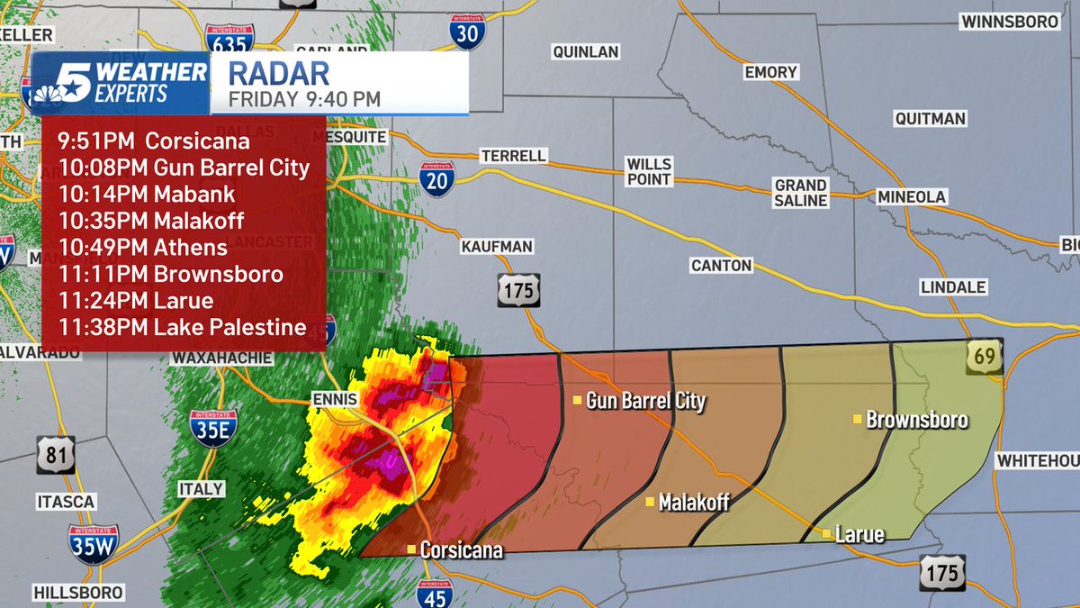 NBCDFW Weather on Twitter "940 p.m. Friday A SEVERE TSTORM WARNING