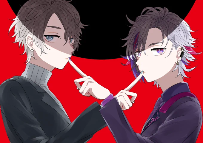 実はあげるタイミングを逃してそのままポスカのシークレット扱いにしたんですけどアイデンティティパロの絵を描いてました 人力のやつがめっちゃ好きで描いてみたかったんだよね イベント終わったし差分も描いてたからあげちゃお…………(貧乏性) イベントお疲れ様でした〜