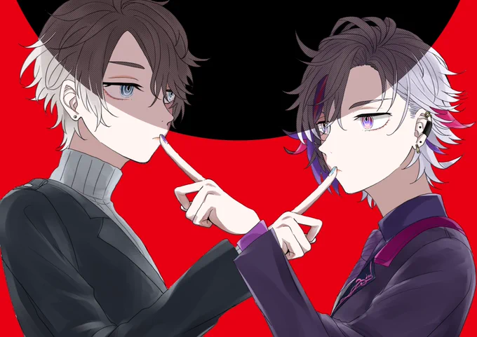 実はあげるタイミングを逃してそのままポスカのシークレット扱いにしたんですけどアイデンティティパロの絵を描いてました 人力のやつがめっちゃ好きで描いてみたかったんだよね イベント終わったし差分も描いてたからあげちゃお…………(貧乏性) イベントお疲れ様でした〜