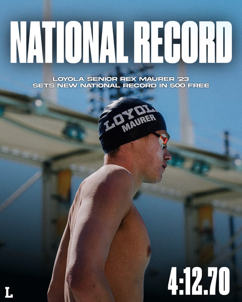 𝐍𝐄𝐖 𝐍𝐀𝐓𝐈𝐎𝐍𝐀𝐋 𝐑𝐄𝐂𝐎𝐑𝐃! 

Senior Rex Maurer ’23 sets a new national record of 4:12.70 in the 500 Freestyle at the CIF-SS Division I Finals, breaking the previous record of 4:12.87 set in 2016!

#LoyolaSwimming | #OnlyAtLoyola