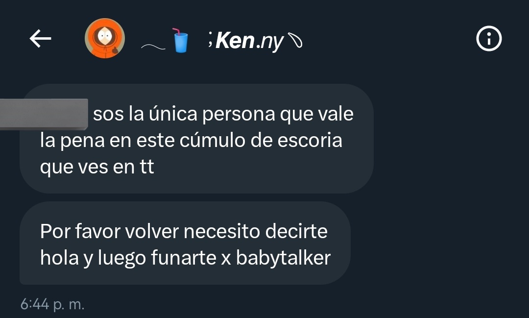 ok antes de irme a mimir, este fue el mensaje que me mandó Kenny para que volviera