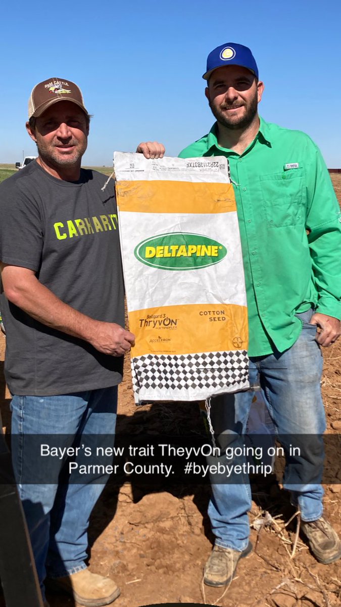 Helped put in a NPE plot today in Parmer County.  We planted several varieties with Bayer’s new ThryvOn technology in them.  Can’t wait to see how this technology works against thrips and a few other tarnish bugs in the panhandle. <a href="/DELTAPINE/">DELTAPINE</a>