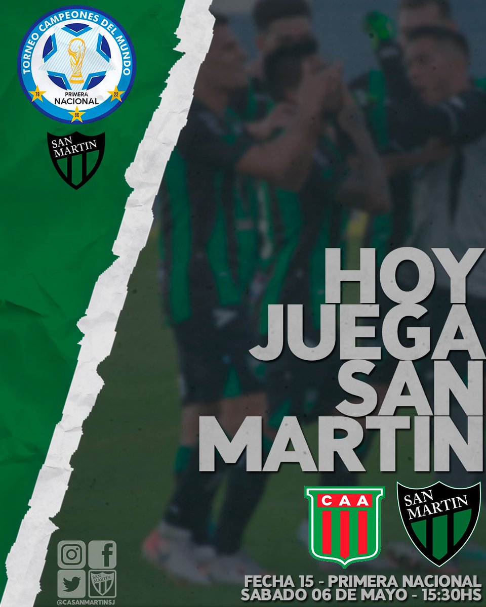Hoooooooy juega San Martín!!!!

Vamos con todo!!! 💪🏻💪🏻💪🏻

#VamosVerdinegro 🟢⚫