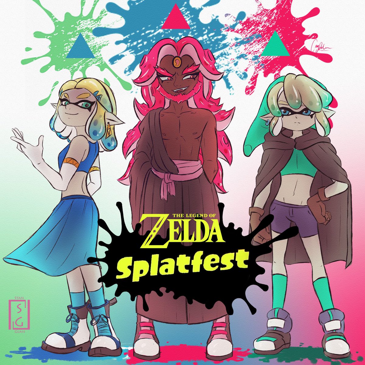 The Triforce Trio have finally arrived to Splatfest 🦑💙❤️💚 
#Splatfest #TeamWisdom #TeamPower #TeamCourage