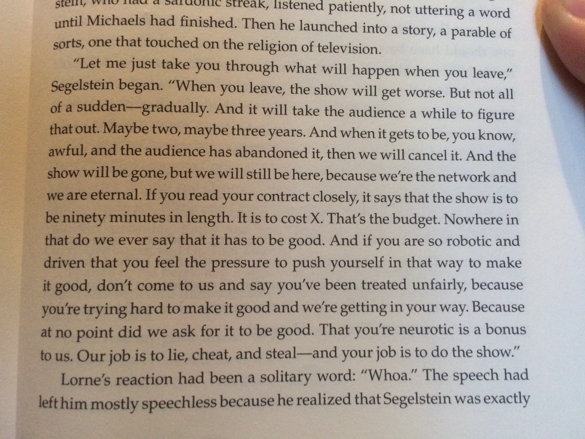 Read this account Lorne Michaels gives of talking to an NBC exec in the 80's. They have always assumed they can use our love of what we do against us. #wgastrong