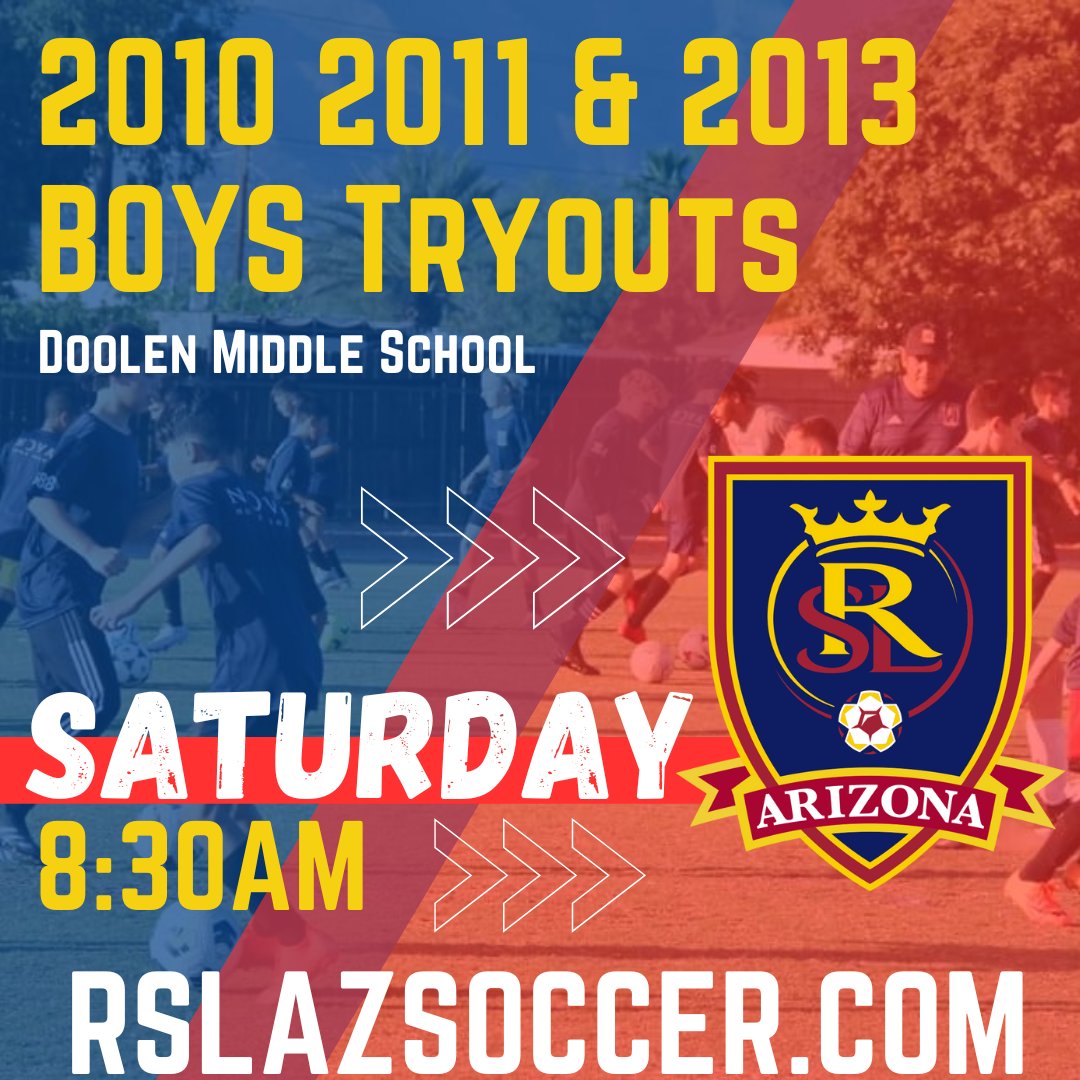 Reminder! 2010, 2011, &amp; 2013 Boys will have tryouts tomorrow morning... 8:30AM at Doolen Middle School. 

Come be a part of these highly successful boys soccer programs. With over 900 athletes attending our local tryouts, the future is looking brighter than ever! #rslaztucson
