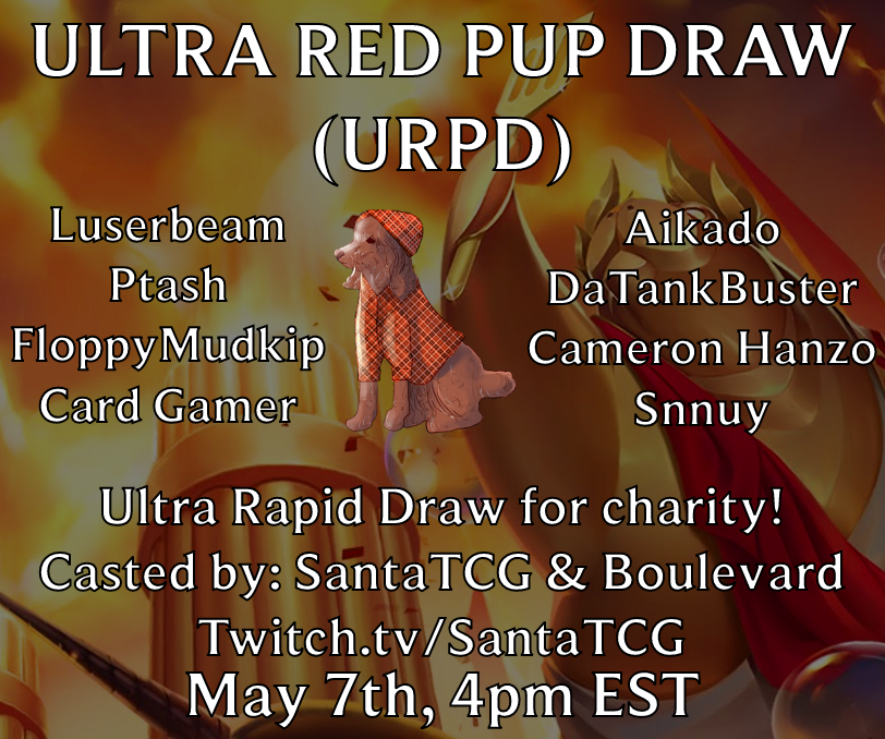 Don't forget we have our big Ultra Rapid Draw charity tournament happening tomorrow! We've also moved the start time a bit earlier so we can welcome our last guest <a href="/SnnuyLoR/">Snnuy</a> !

Check out the action with <a href="/SantaTcg/">SantaTCG</a> &amp; @CasterBoulevard at twitch.tv/SantaTCG