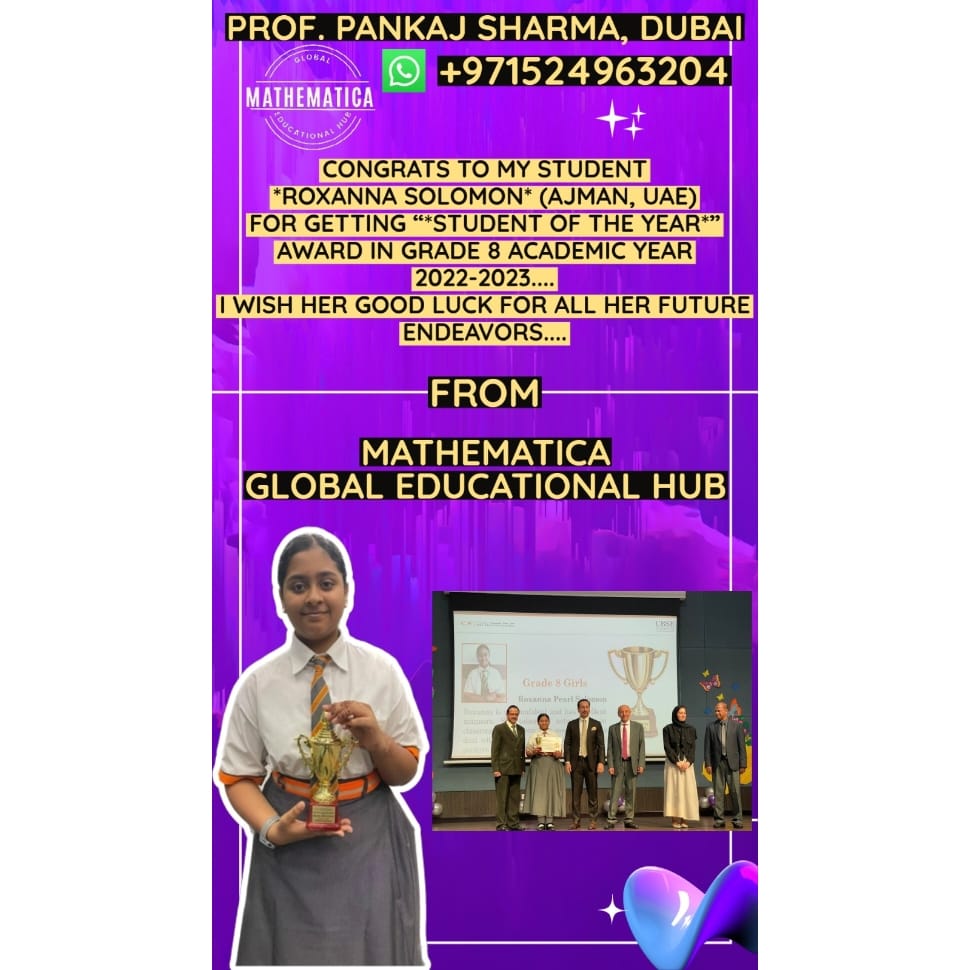 Mathematica_GEH's tweet image. CONGRATS TO MY STUDENT *ROXANNA SOLOMON* (AJMAN, UAE) FOR GETTING “*STUDENT OF THE YEAR*” AWARD IN GRADE 8 ACADEMIC YEAR 2022-2023.... I WISH HER GOOD LUCK FOR ALL HER FUTURE ENDEAVORS....