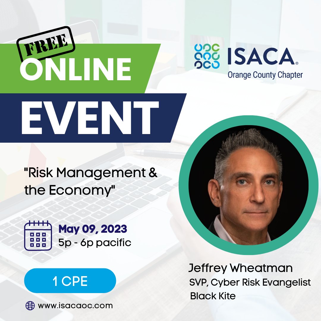 isacaoc's tweet photo. The interplay between risk management and the economy has become more critical than ever, especially in the wake of recent economic upheavals caused by the pandemic.

Join #FREE 1 CPE webinar from #ISACAOC to learn more about risk management.

 https://t.co/FiCJzFLL20 https://t.co/dLcrHkQ157