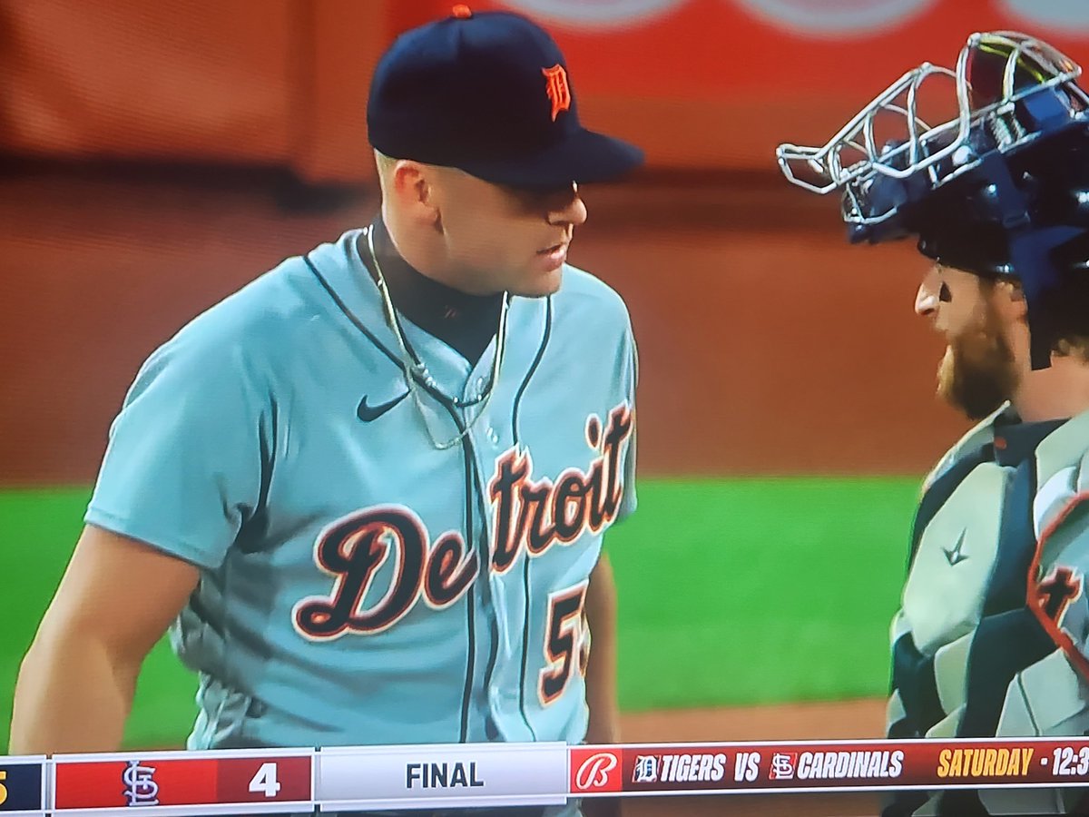 dclynick66's tweet photo. Matthew Boyd pitches 6 Innings, Javy Baez hits a 2-run Homer, key hits by Riley Greene and Spencer Torkelson, and Alex Lange comes in to get the save in the 9th Inning. Tigers 5 Cardinals 4. Final. 👍 #RepDetroit https://t.co/gp9fPUGQz7