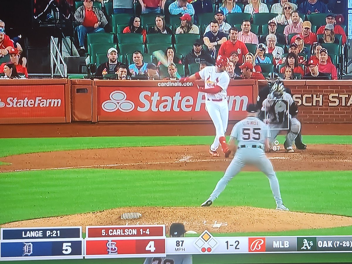 dclynick66's tweet photo. Matthew Boyd pitches 6 Innings, Javy Baez hits a 2-run Homer, key hits by Riley Greene and Spencer Torkelson, and Alex Lange comes in to get the save in the 9th Inning. Tigers 5 Cardinals 4. Final. 👍 #RepDetroit https://t.co/gp9fPUGQz7