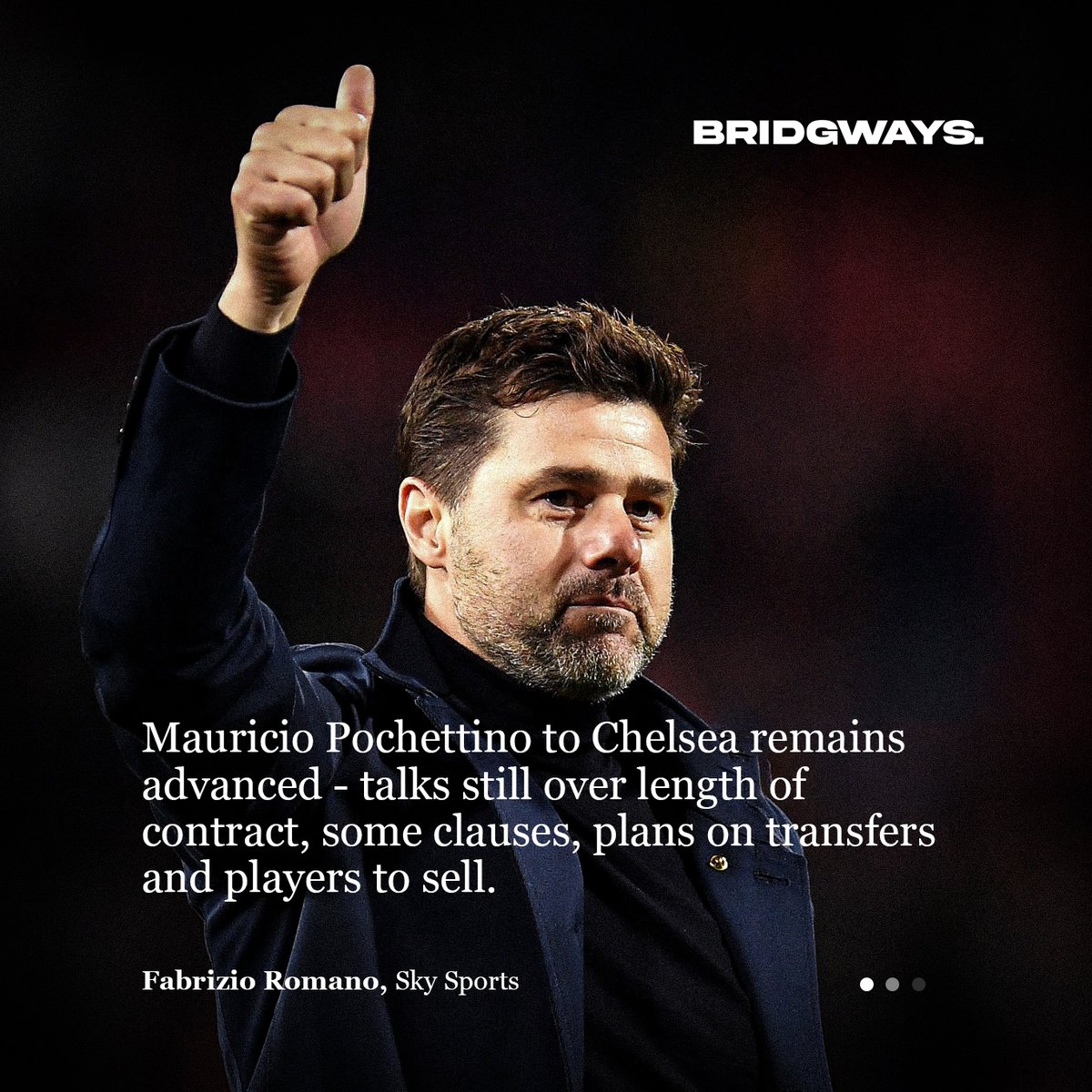 Bridgways's tweet photo. Progres Mauricio Pochettino ke Chelsea masih tetap berlanjut:

✅ Pembicaraan mengenai durasi kontrak
✅ Kesepakatan klausul
✅ Rencana transfer dan penjualan pemain

📰 Fabrizio Romano, Sky Sports. https://t.co/ROnkf6O8Hw