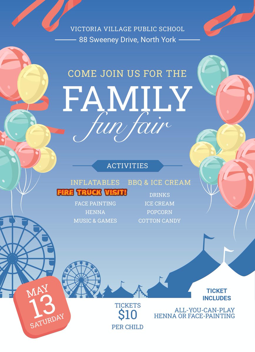etcbc22's tweet photo. As part of our support for the Vic Village community, we would like to invite you all to participate in the Victoria Village Public School Family Fun Fair at 88 Sweeney Dr. (https://t.co/N4kwhx9HKR) on Sat May 13, 12-4 pm. @samwkmo @VicVillage_TDSB https://t.co/8x29BlAz54