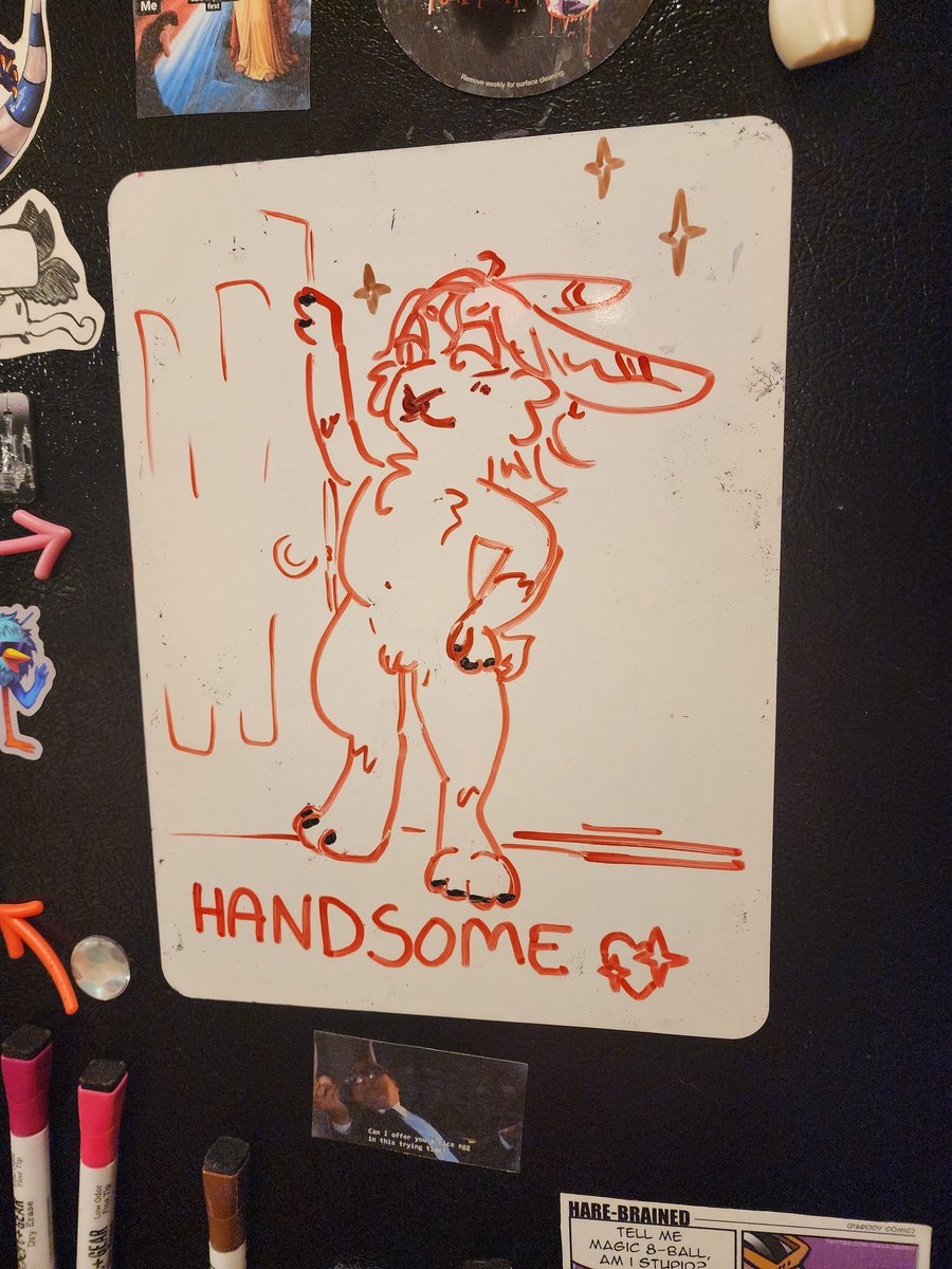 KittySwishArt's tweet photo. Fridge art of my handsome husband 💜 #whiteboardart #furryart https://t.co/4Swa6vbQnd