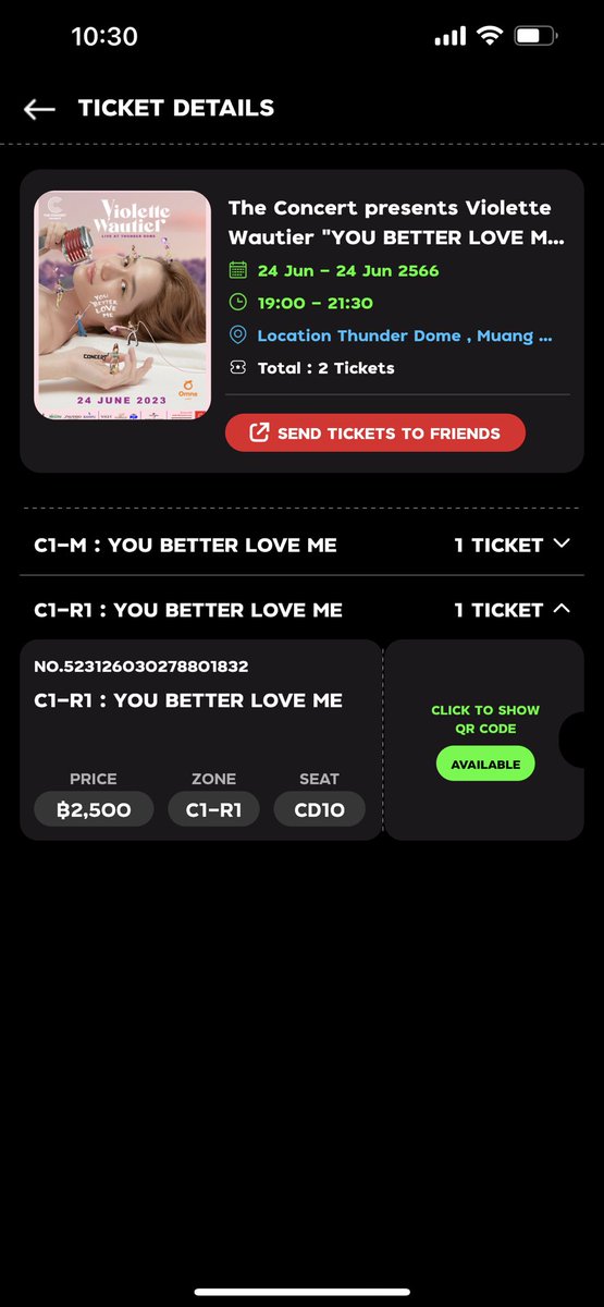 MekYuranan's tweet photo. ปล่อยบัตร 2,500 ครับ กดเกินมา 1 ใบ 
C1-R1  (CD10) สนใจ DM ได้เลยครับ หรือ Line : mekzerza ครับ ☺️ 

#VioletteWautier1stConcert
#YOUBETTERLOVEMECONCERT 
#VioletteWautier https://t.co/L3V8iGE8CI