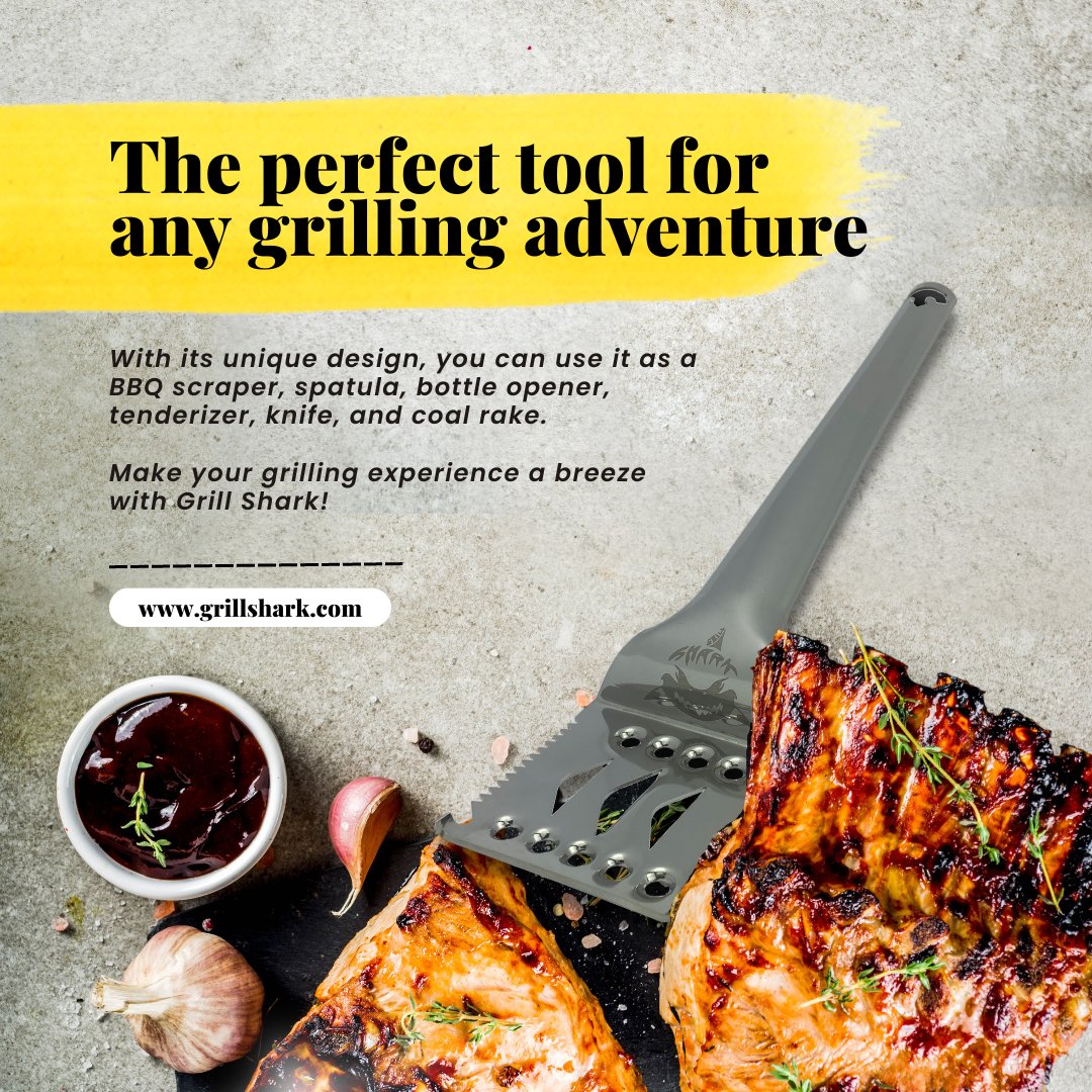 Don't settle for a single-purpose BBQ tool when you can have Grill Shark's 6-in-1 multi-tool! 🍔 #GrillShark #MultiTool #BBQEssentials