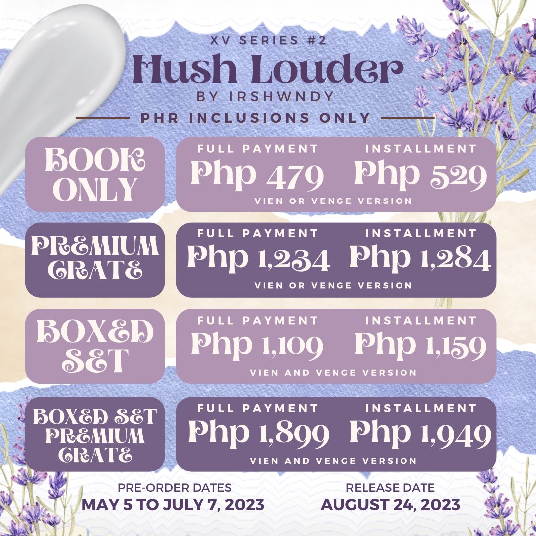 merchisko's tweet image. XV Series #2: Hush Louder by Irshwndy

Full Payment Form: forms.gle/bYtszAA3NrdAEB…
Installment Form: forms.gle/yABhpvSYzDiAXw…

PAYO, Payment first.
Cash on Delivery (COD) is unavailable.

For the designs of each inclusion, we will reveal them soon.
Thank you so much!