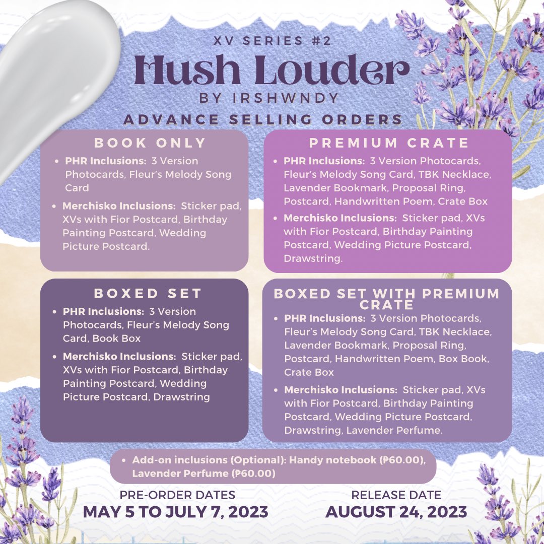 merchisko's tweet image. XV Series #2: Hush Louder by Irshwndy

Full Payment Form: forms.gle/bYtszAA3NrdAEB…
Installment Form: forms.gle/yABhpvSYzDiAXw…

PAYO, Payment first.
Cash on Delivery (COD) is unavailable.

For the designs of each inclusion, we will reveal them soon.
Thank you so much!