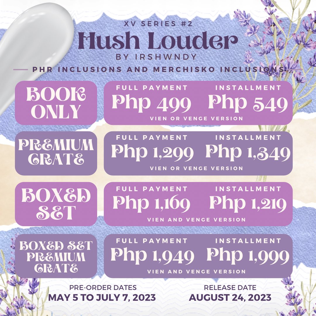 merchisko's tweet image. XV Series #2: Hush Louder by Irshwndy

Full Payment Form: forms.gle/bYtszAA3NrdAEB…
Installment Form: forms.gle/yABhpvSYzDiAXw…

PAYO, Payment first.
Cash on Delivery (COD) is unavailable.

For the designs of each inclusion, we will reveal them soon.
Thank you so much!