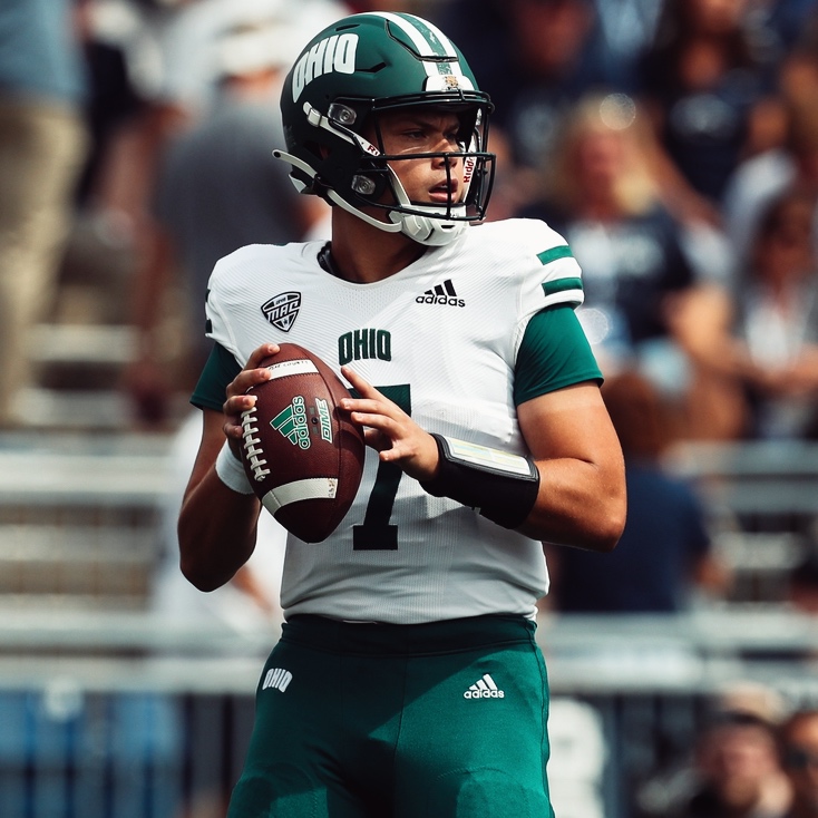 PFF_College's tweet photo. Ohio QB Kurtis Rourke last season:

🟢 92.0 PFF Grade
🟢 25 TDs | 4 INTs
🟢 69% Completion Rate

@OhioFootball https://t.co/boE4QHb2kX