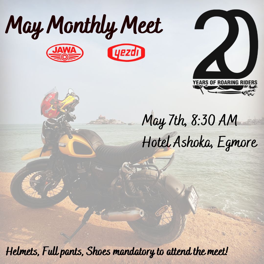 May Monthly meet!
#jawamotorcycles #jawa42 #jawaperak #jawaclassic #jawa250cc #yezdiforever #yezdimotorcycles #yezdiscrambler #yezdiadventure #yezdiroadster #yezdiroadking #yezdiclassic250 #yezdiclassic #yezdideluxe250 #yezdicl2 #roaringriders #roadsafetyforall #getjawafied