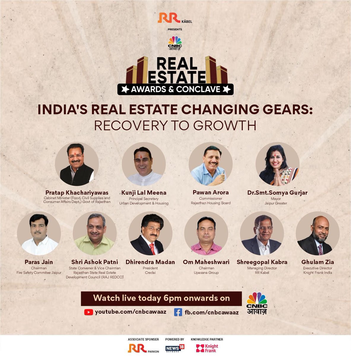 India’s Real Estate is is changing gears from recovery to growth. Join us live today at The 14th Real Estate Awards and Conclave, with @_RRKabel and @CNBC_Awaaz. 🔗
youtube.com/cnbcawaaz
facebook.com/cnbcawaazindia

#CNBCAwaazREA2023 #Partnered @KnightFrank_IN @PSKhachariyawas