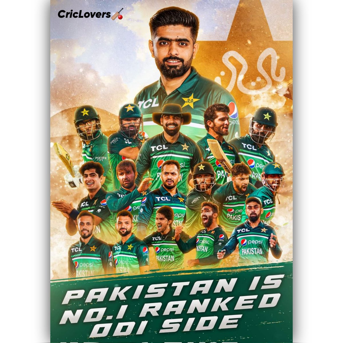 CricLovers5's tweet photo. Introducing the new No.1 ranked side on the ICC ODI Team Rankings 🇵🇰👏
#CricLovers🏏 | #No1Team | #Pakistan | #PAKvNZ https://t.co/lesNM7CknU